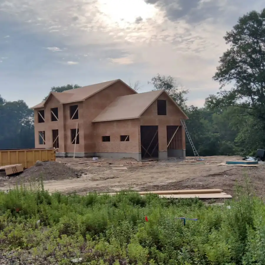 New home development framed and sheathed