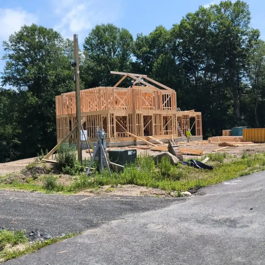 Second-floor and roof framing on a new home