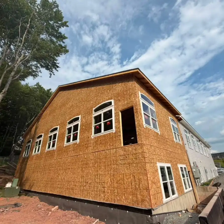 Synagogue addition, framed and sheathed